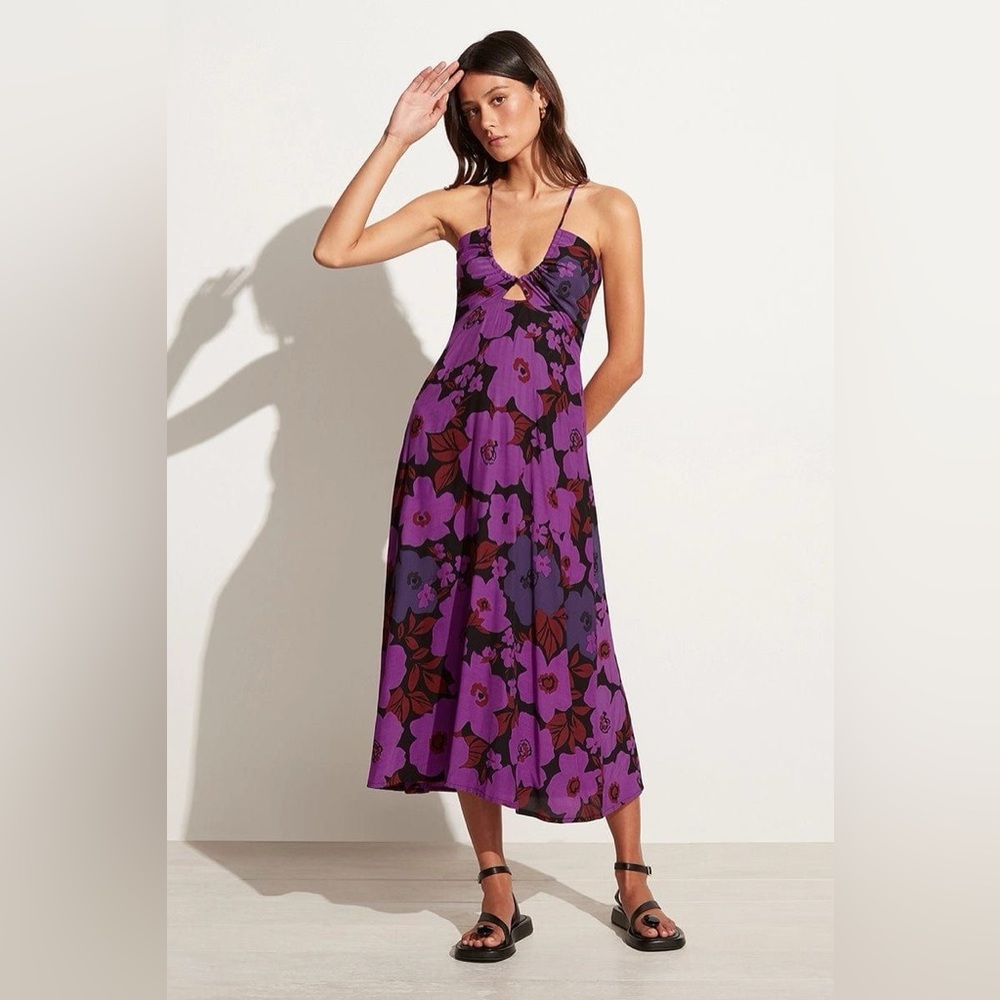 Faithfull the Brand Arles Midi Dress Floral Puruple